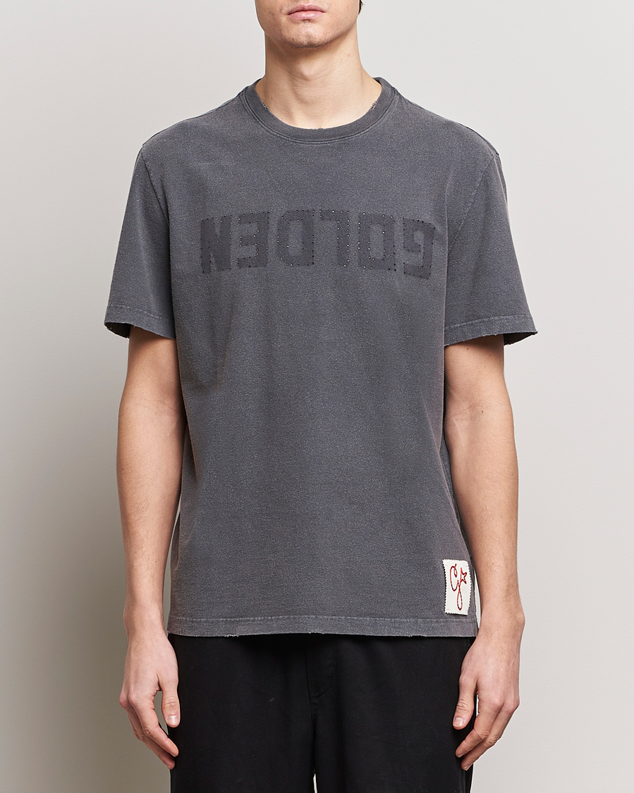 Herre | Tøj | Golden Goose | Deluxe Brand Distressed Cotton Logo T-Shirt Anthracite