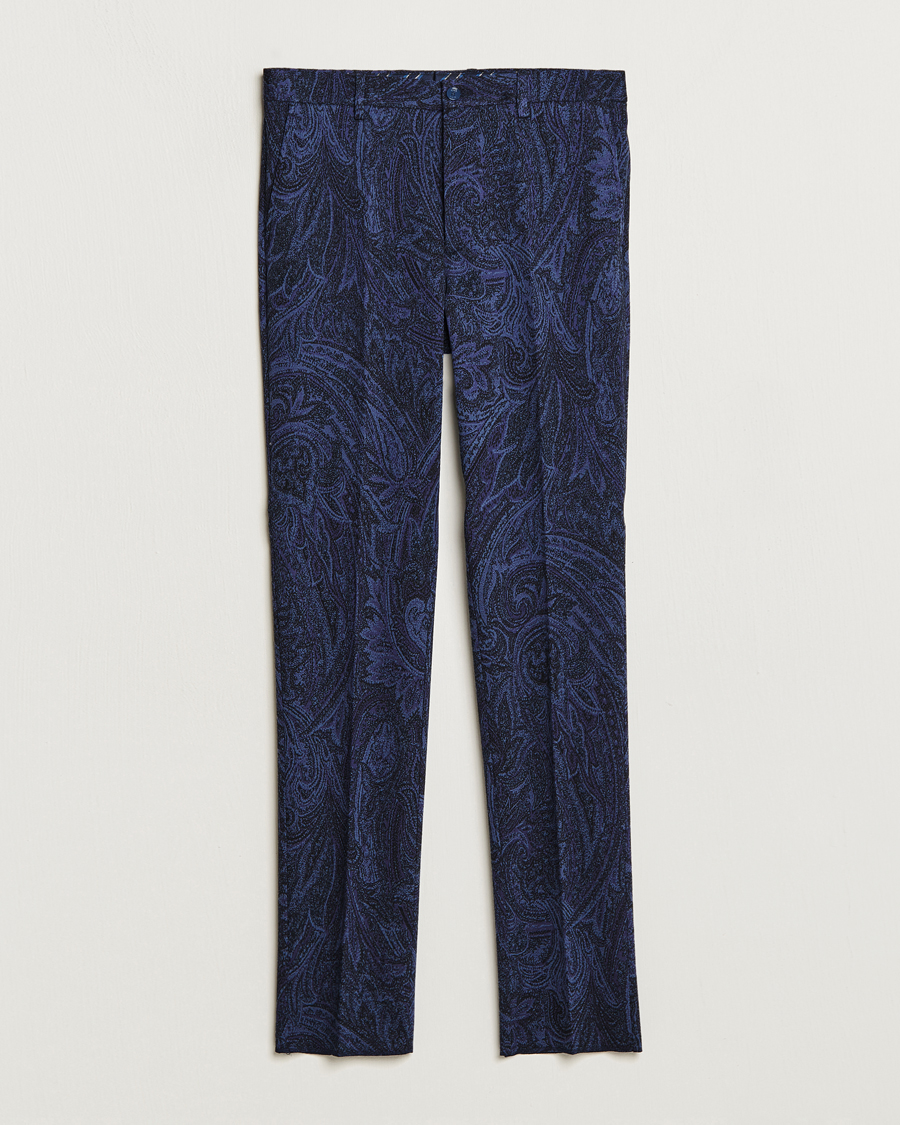Herre | Bukser | Etro | Tonal Paisley Trousers Navy