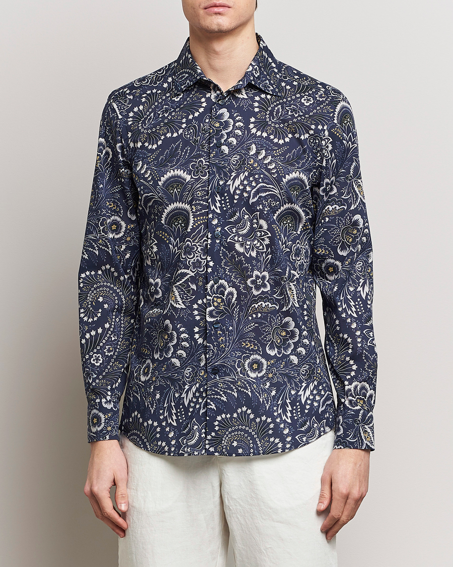 Herre | Skjorter | Etro | Slim Fit Floral Print Shirt Navy