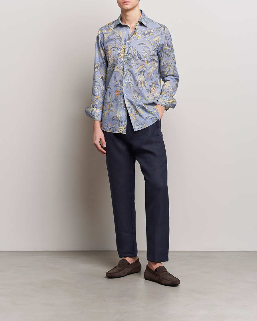 Herre | Skjorter | Etro | Slim Fit Floral Print Shirt Azzurro