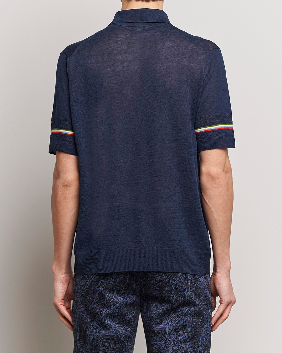 Herre | Polotrøjer | Etro | Knitted Cotton/Linen Polo Navy