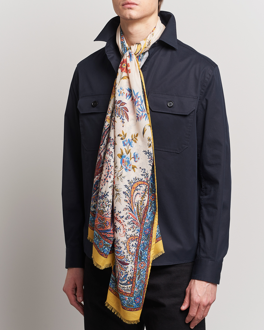 Herre | Italian Department | Etro | Modal/Cashmere Printed Scarf Yellow