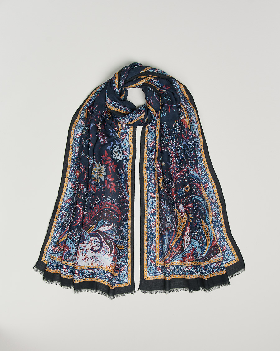 Herre | Etro Modal/Cashmere Printed Scarf Navy | Etro | Modal/Cashmere Printed Scarf Navy