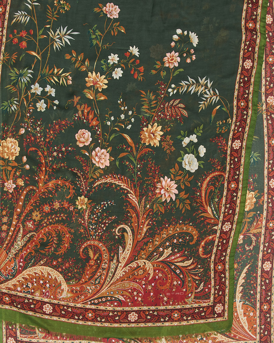 Herre | Etro Modal/Cashmere Printed Scarf Green/Burgundy | Etro | Modal/Cashmere Printed Scarf Green/Burgundy