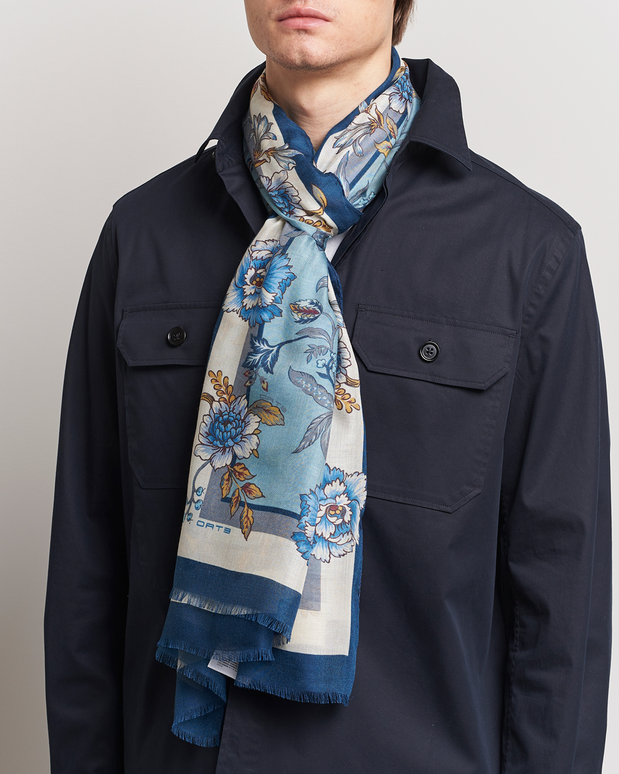 Herre | Tørklæde | Etro | Modal/Cashmere Printed Scarf Light Blue