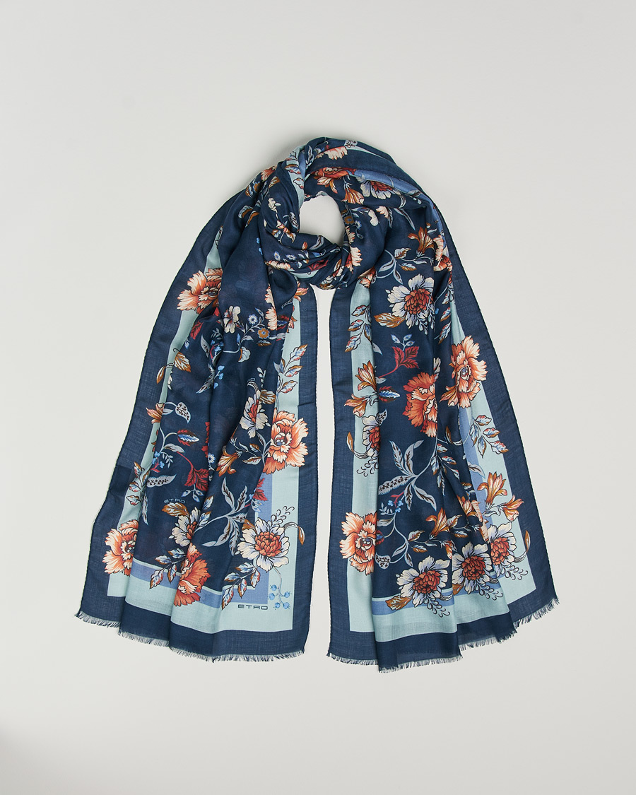 Herre | Etro Modal/Cashmere Printed Scarf Dark Blue | Etro | Modal/Cashmere Printed Scarf Dark Blue