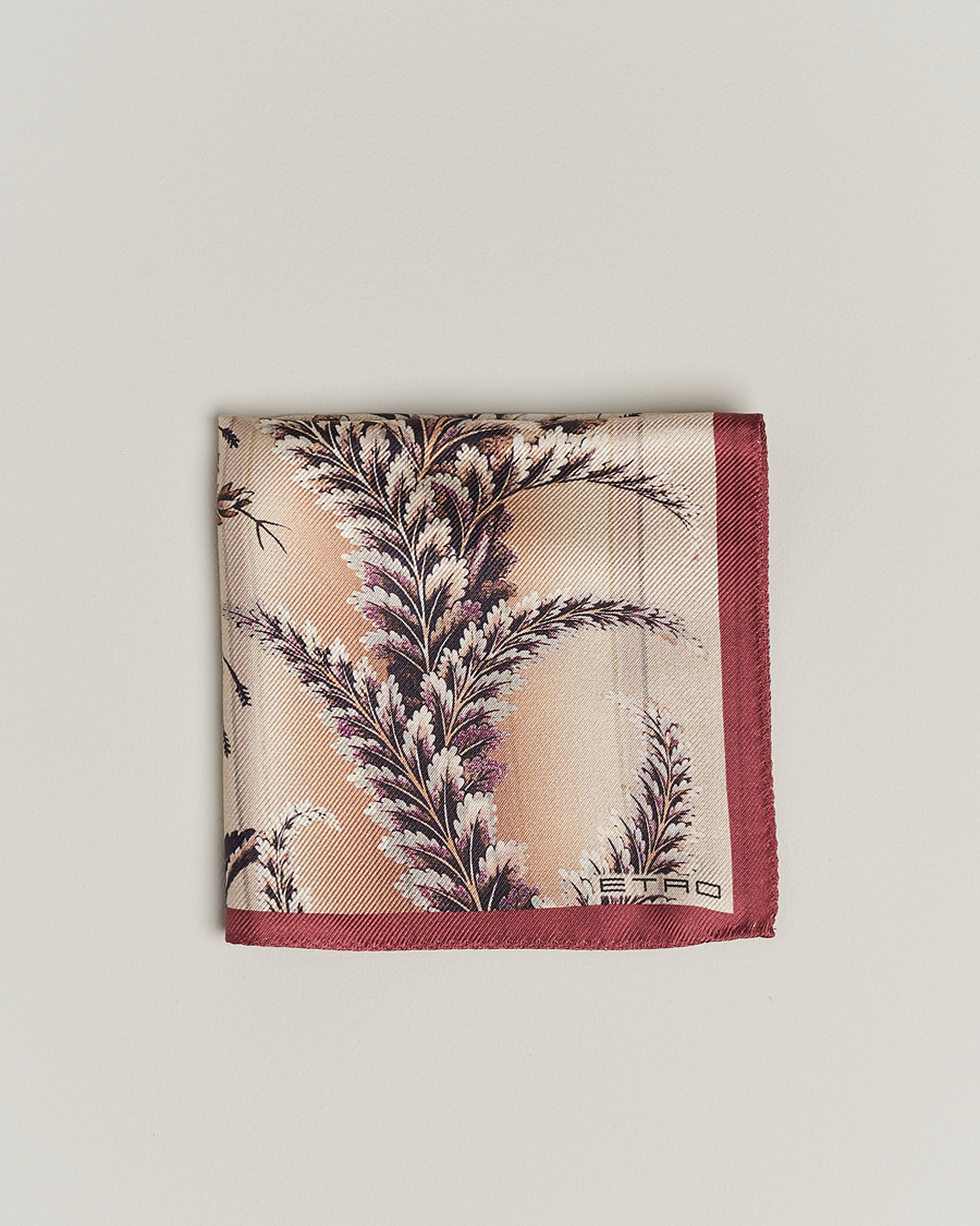 Herre | Loyalitetstilbud | Etro | Printed Silk Pocket Square Beige/Burgundy