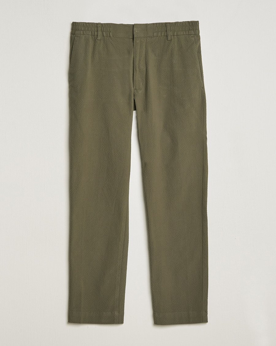 Herre | Bukser | NN07 | Billie Seersucker Drawstring Trousers Capers Green