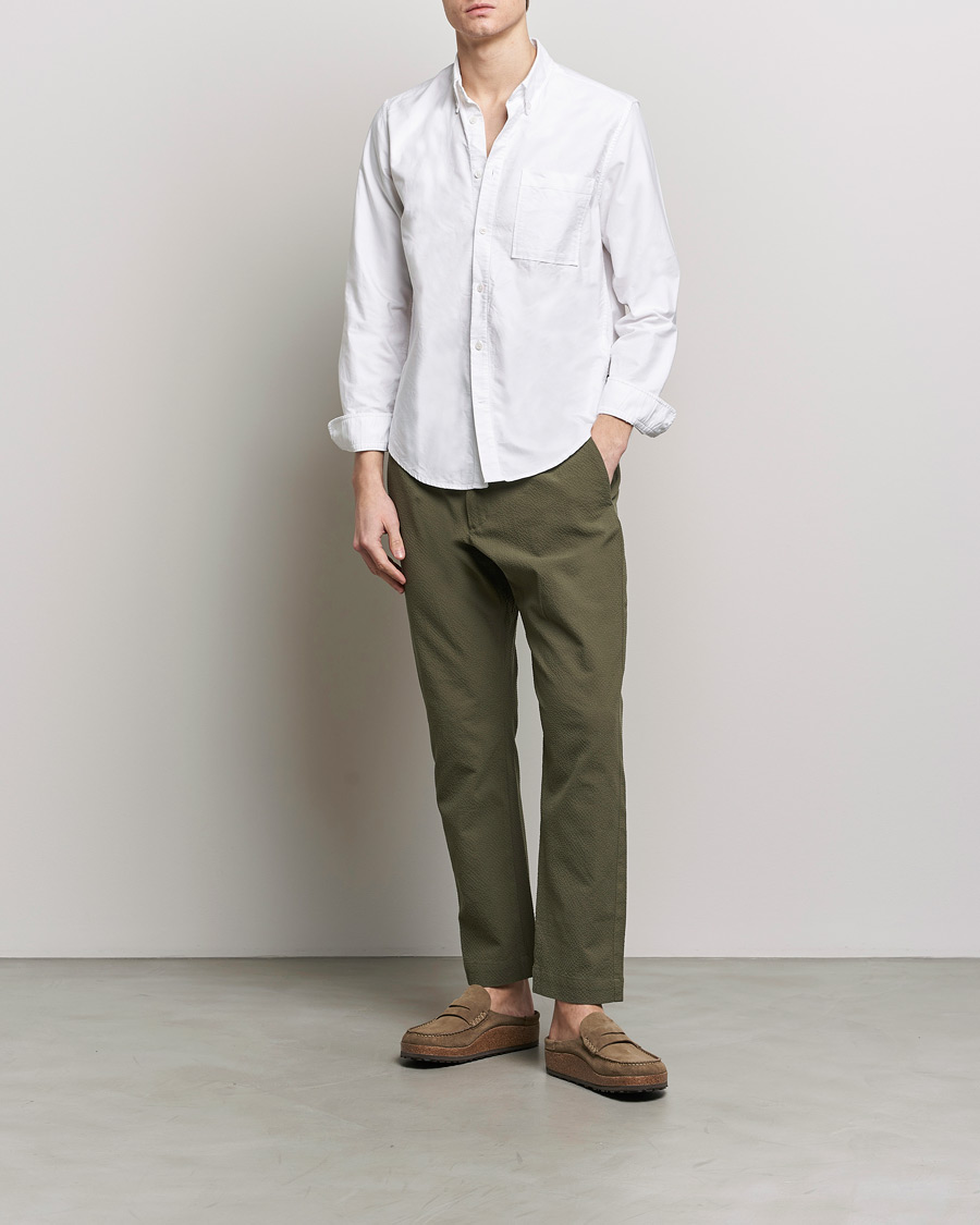 Herre | Bukser | NN07 | Billie Seersucker Drawstring Trousers Capers Green