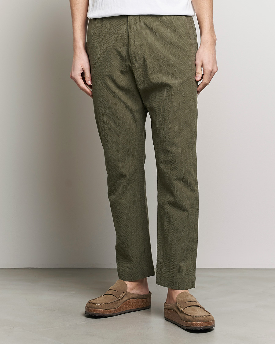 Herr |  | NN07 | Billie Seersucker Drawstring Trousers Capers Green