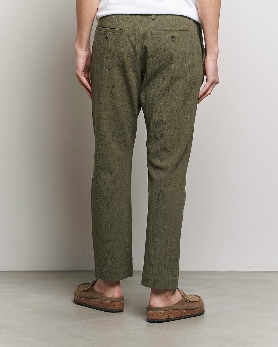 Herre | Bukser | NN07 | Billie Seersucker Drawstring Trousers Capers Green