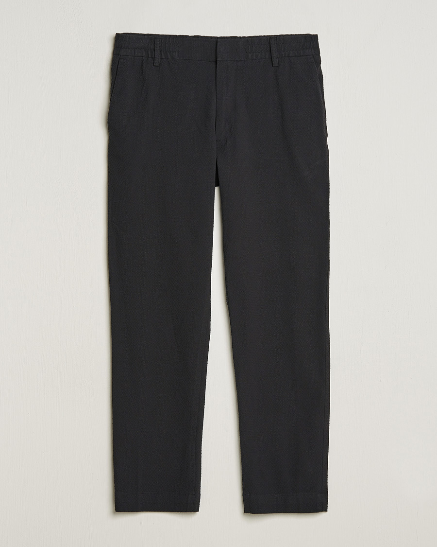 Herre | Bukser | NN07 | Billie Seersucker Drawstring Trousers Black
