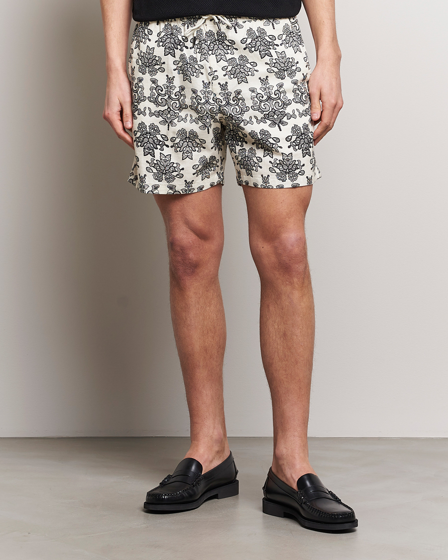 Herre | Shorts | NN07 | Gregor Printed Drawstring Shorts Off White/Black