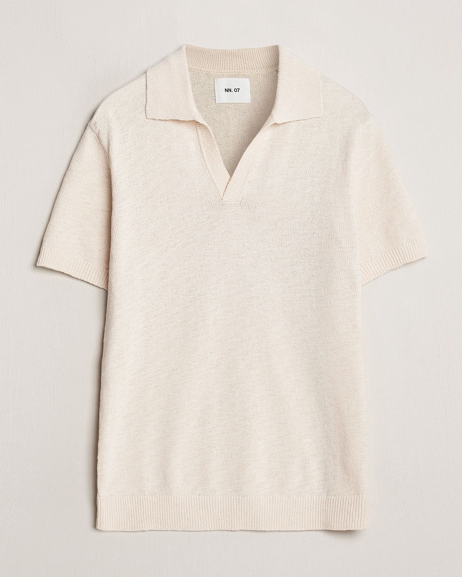 Herr |  | NN07 | Ryan Open Collar Knitted Polo Off White