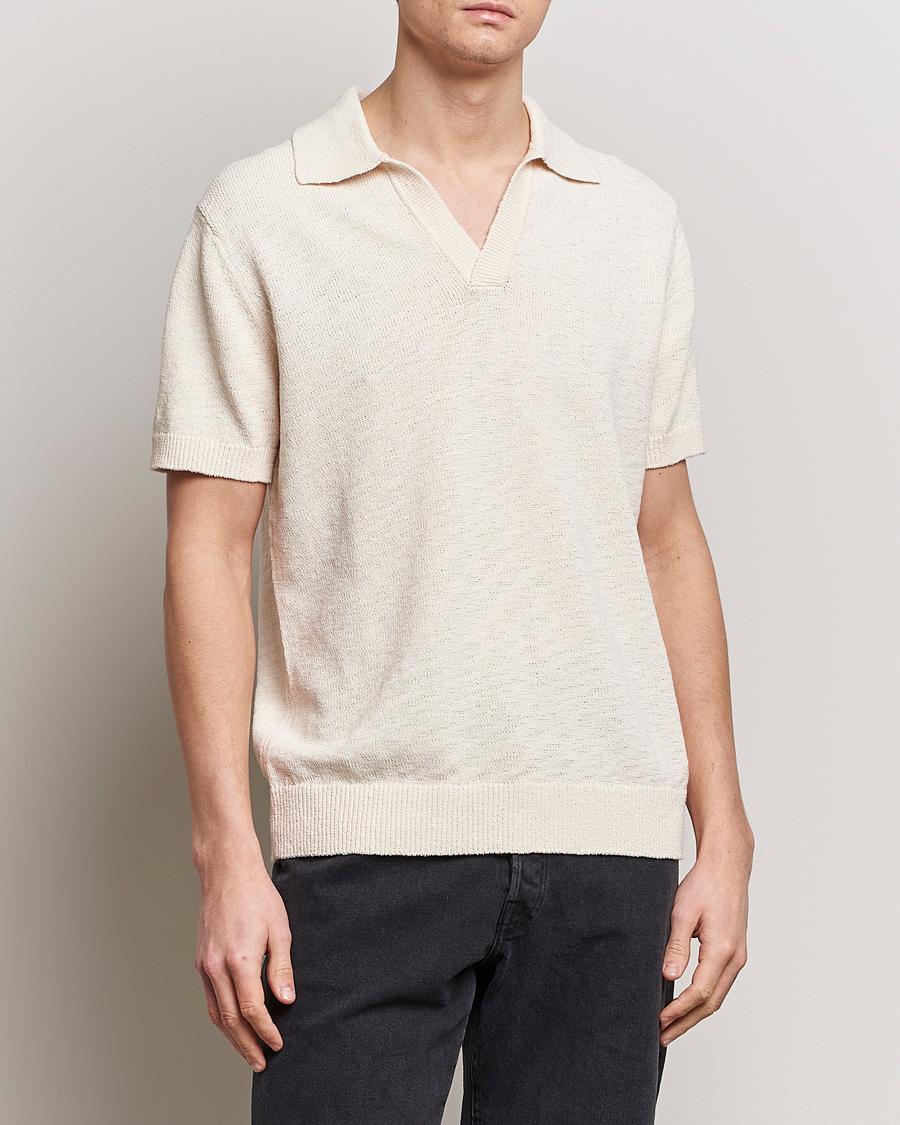 Herr | Pikéer | NN07 | Ryan Open Collar Knitted Polo Off White