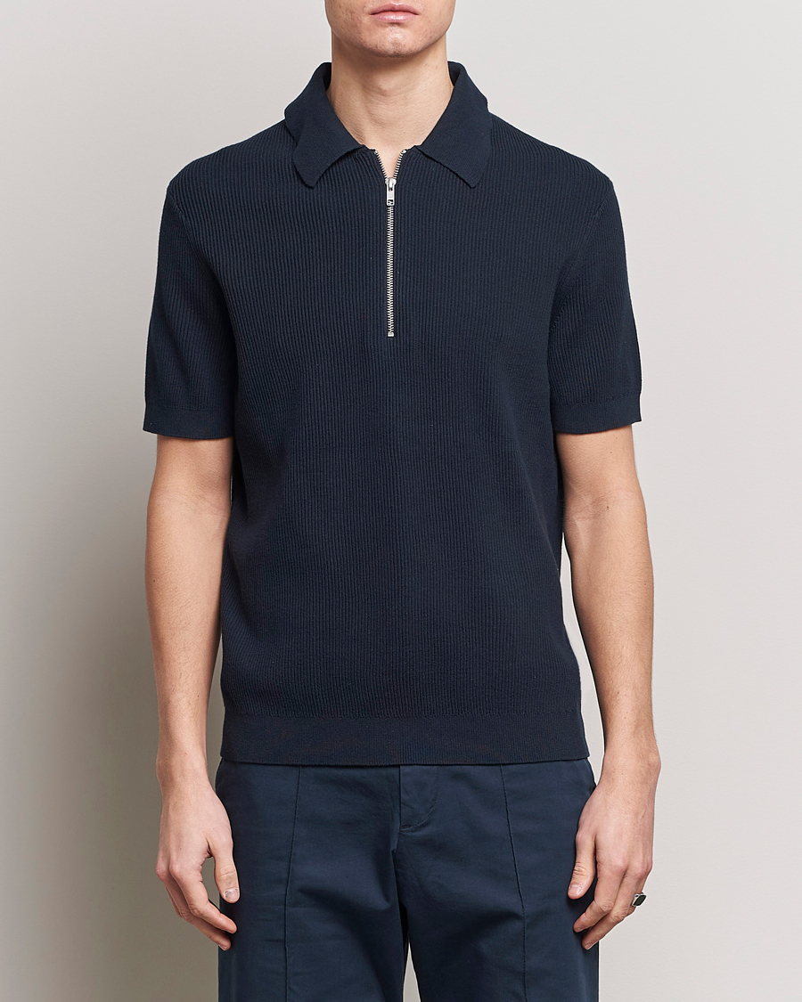 Herre | Klær | NN07 | Hansie Zip Polo Navy Blue