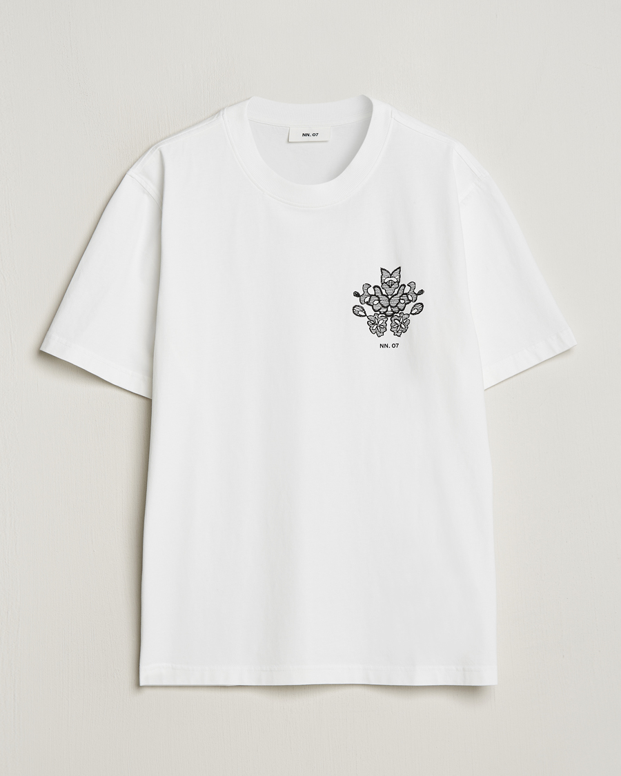 Herre | Hvide t-shirts | NN07 | Adam Printed Crew Neck T-Shirt White