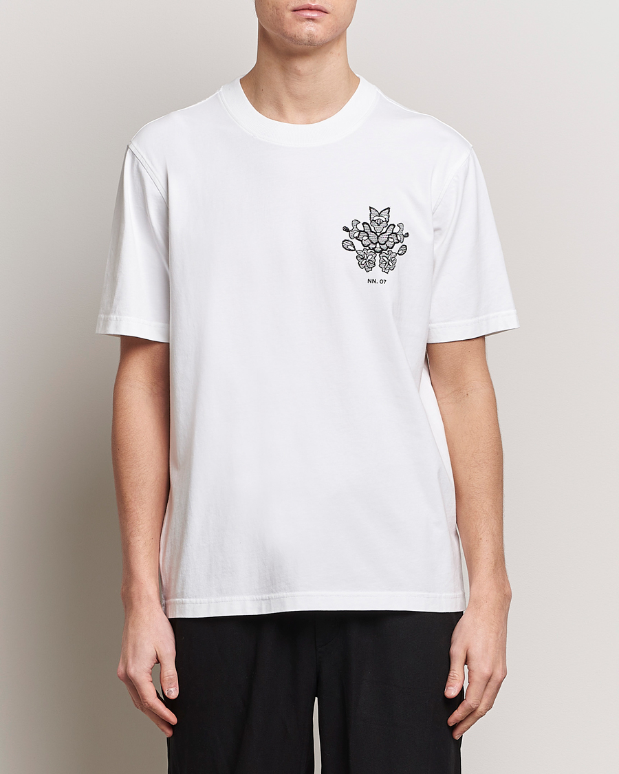 Herre | Business & Beyond | NN07 | Adam Printed Crew Neck T-Shirt White