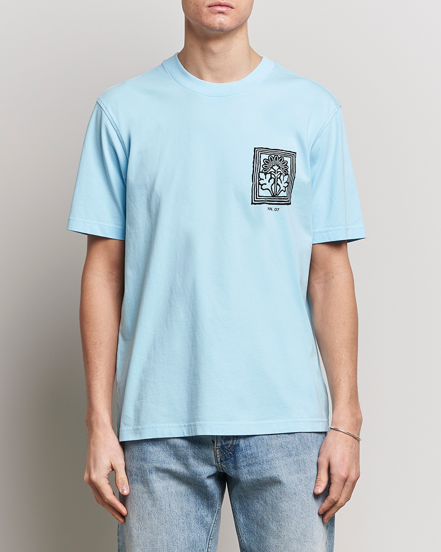 Herre | Tøj | NN07 | Adam Printed Crew Neck T-Shirt Polar Wind