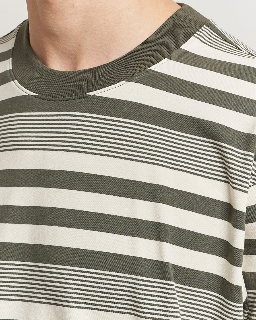 Herre | T-Shirts | NN07 | Adam Striped Crew Neck T-Shirt Capers Green