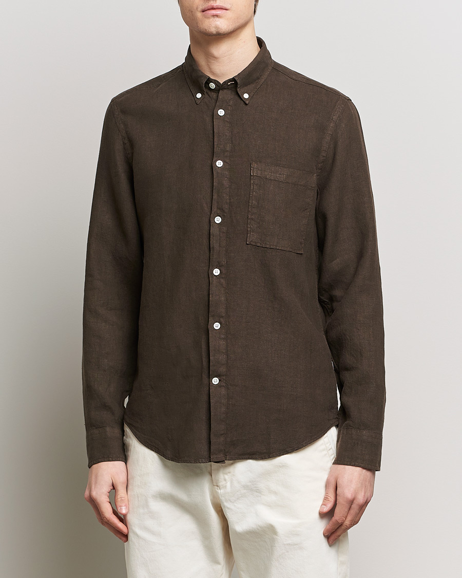 Herre | Casual | NN07 | Arne Linen Shirt Demitasse Brown