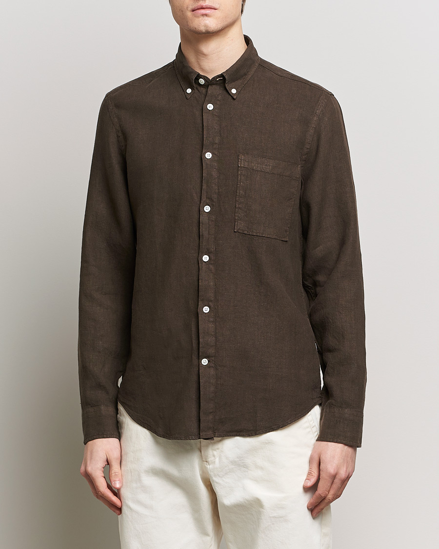 Herre | Afdelinger | NN07 | Arne Linen Shirt Demitasse Brown