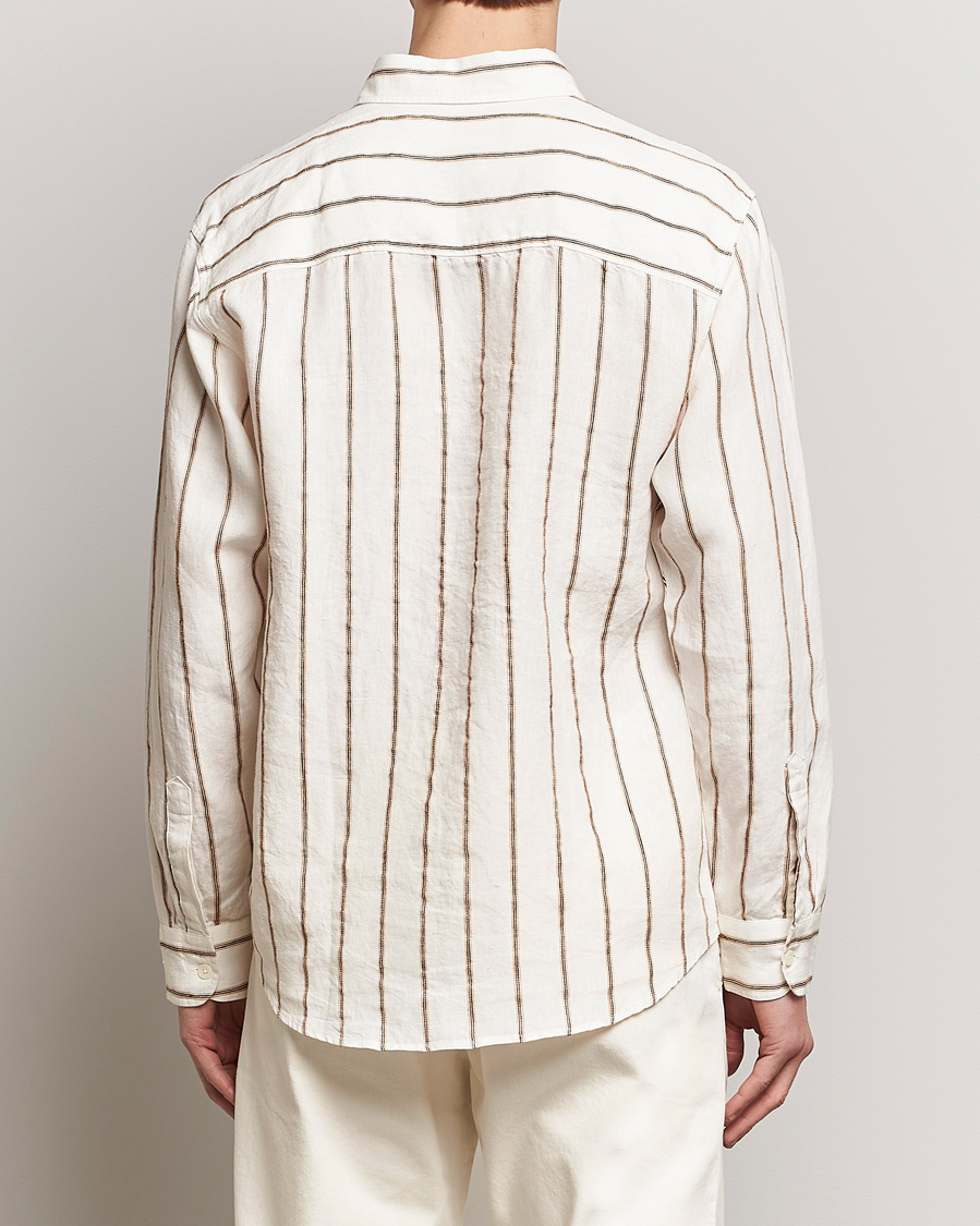 Herre | Skjorter | NN07 | Quinsy Striped Linen Shirt Ecru Multi