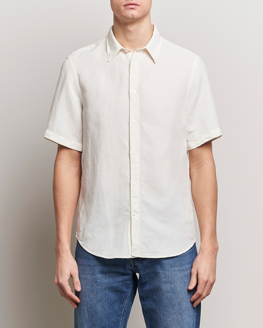 Herr | Skjortor | NN07 | Arne Tencel/Linen Short Sleeve Shirt White