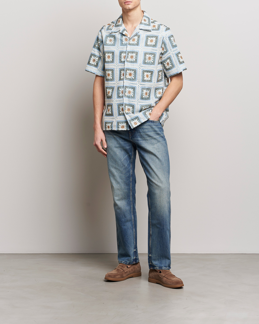 Herre | Skjorter | NN07 | Julio Knitted Croche Flower Short Sleeve Shirt Multi