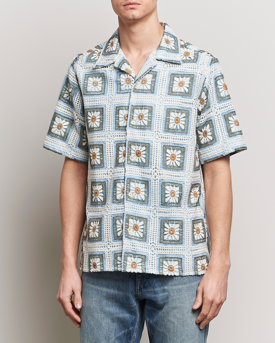 Herre | Kortærmede skjorter | NN07 | Julio Knitted Croche Flower Short Sleeve Shirt Multi