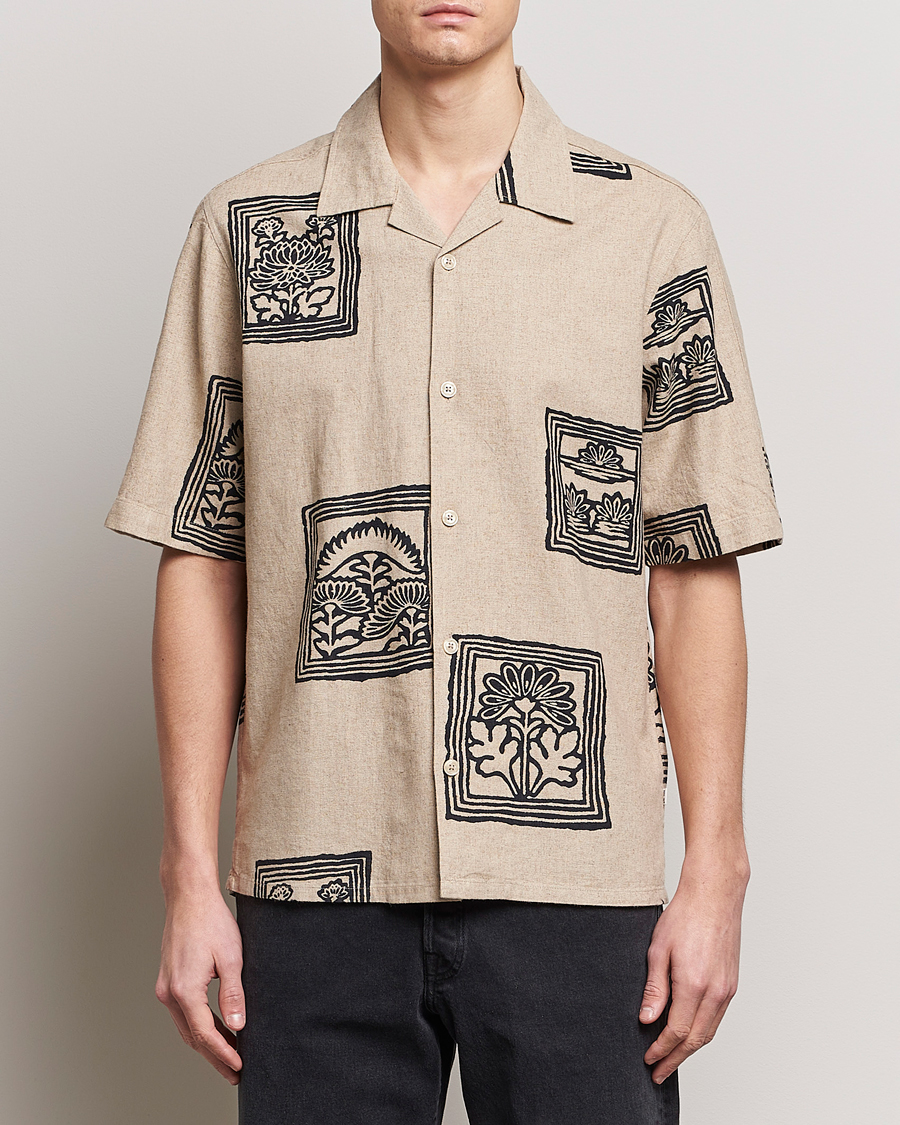 Herre | Kortærmede skjorter | NN07 | Ole Printed Short Sleeve Shirt Oatmeal