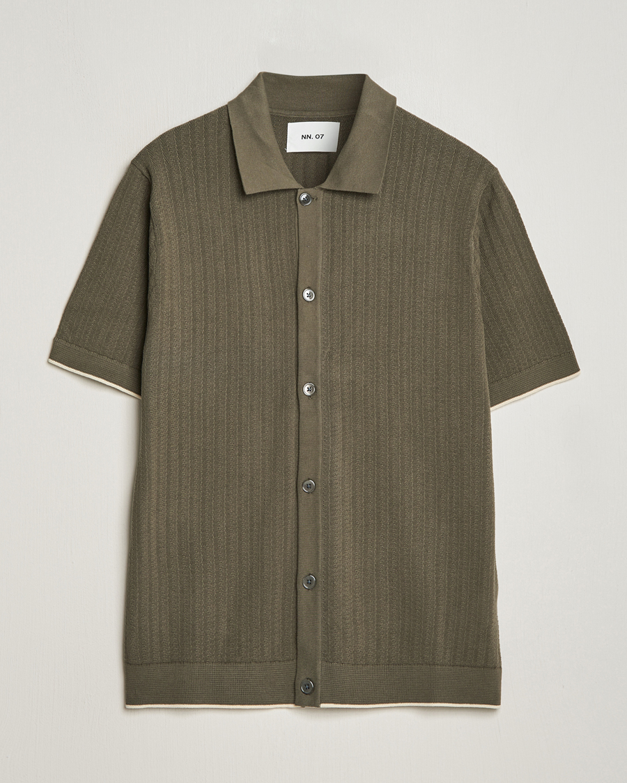 Herre | Skjorter | NN07 | Nalo Structured Knitted Short Sleeve Shirt Green