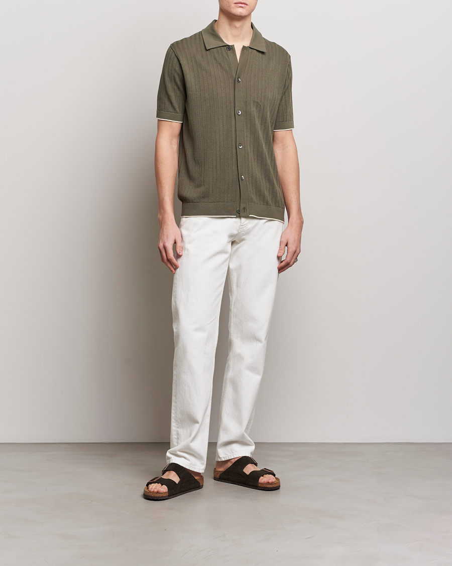 Herre | Skjorter | NN07 | Nalo Structured Knitted Short Sleeve Shirt Green