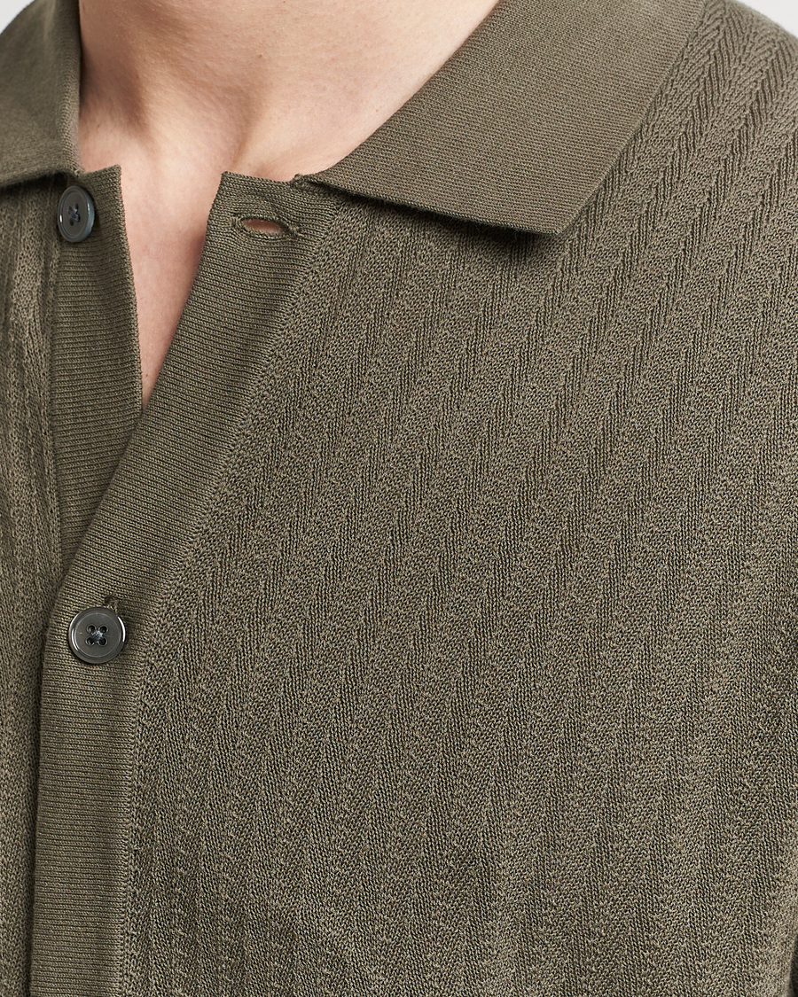 Herre | Skjorter | NN07 | Nalo Structured Knitted Short Sleeve Shirt Green