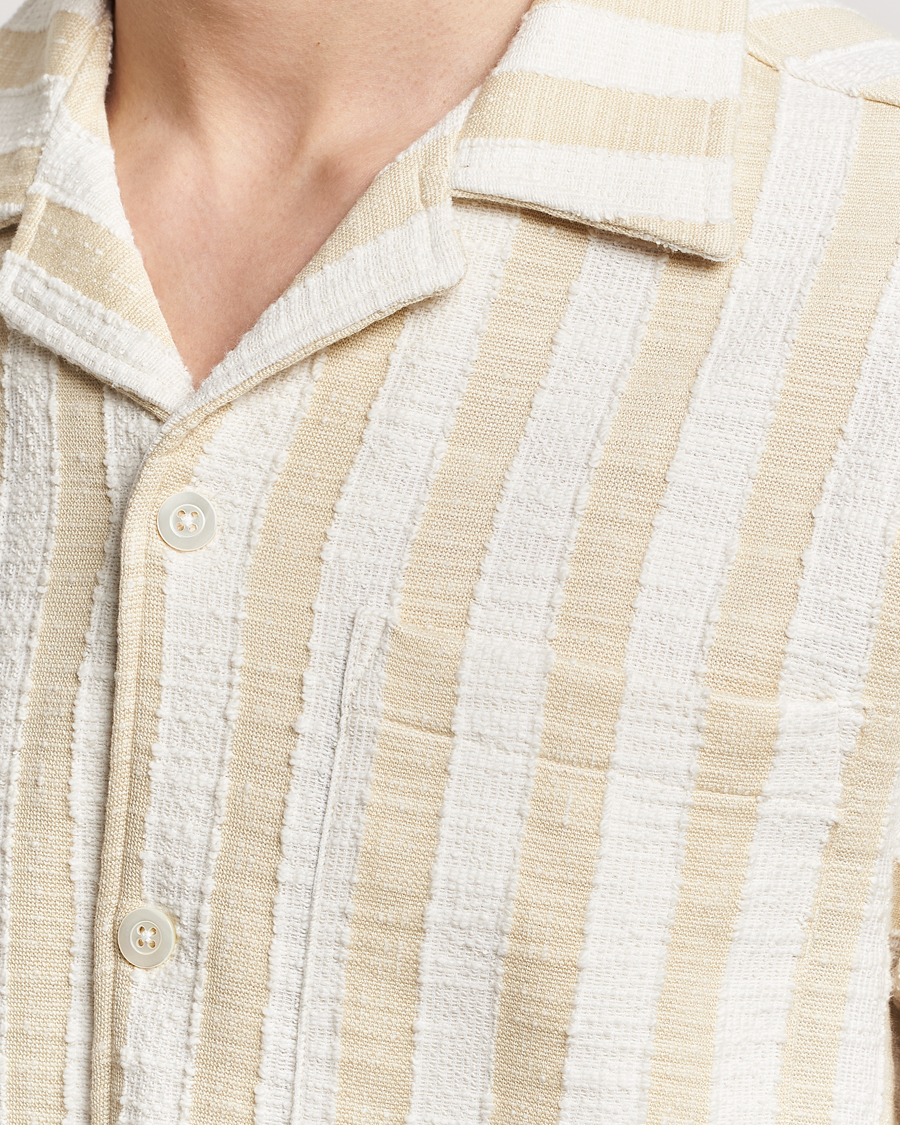 Herre | Skjorter | NN07 | Julio Striped Short Sleeve Shirt Khaki/White