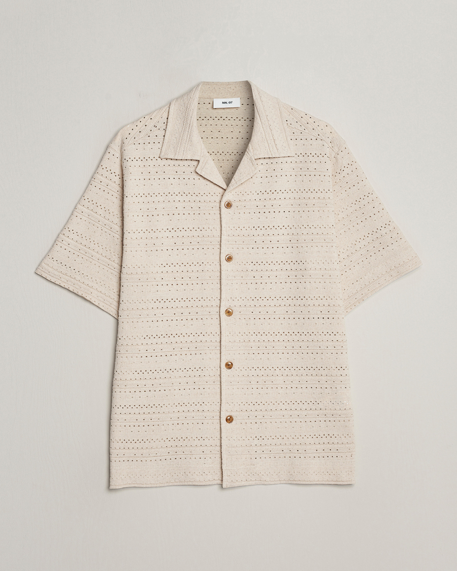 Herre | Skjorter | NN07 | Julio Knitted Short Sleeve Shirt Ecru