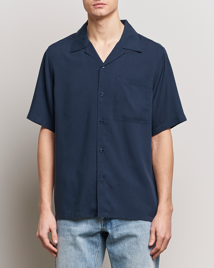 Herre | Loyalitetstilbud | NN07 | Julio Ripstop Short Sleeve Shirt Navy Blue