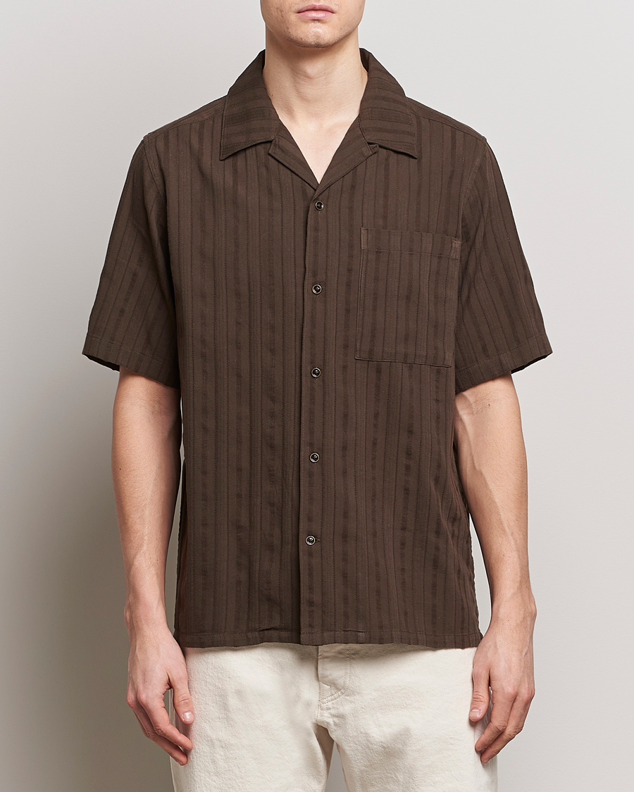 Herre | Loyalitetstilbud | NN07 | Julio Structured Short Sleeve Shirt Demitasse Brown