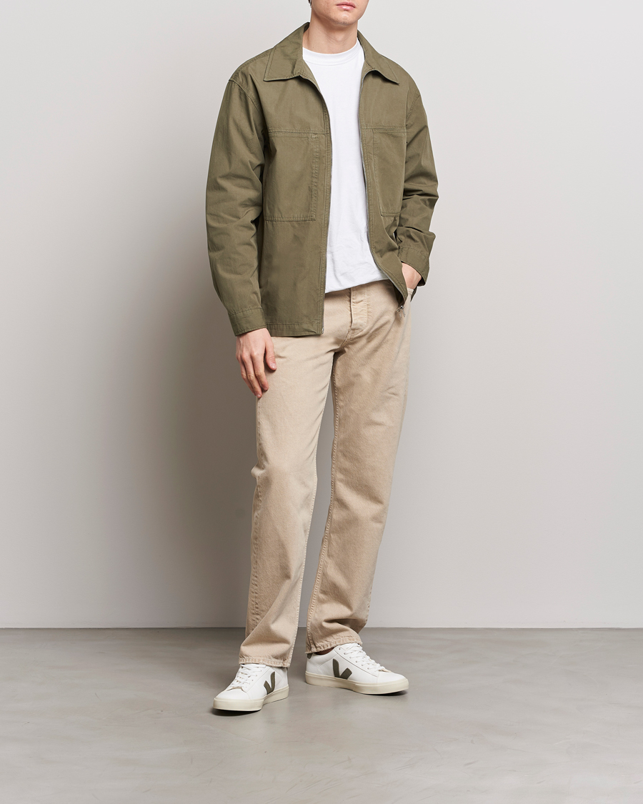 Herre | Jakker | NN07 | Isak Full Zip Shirt Jacket Capers Green