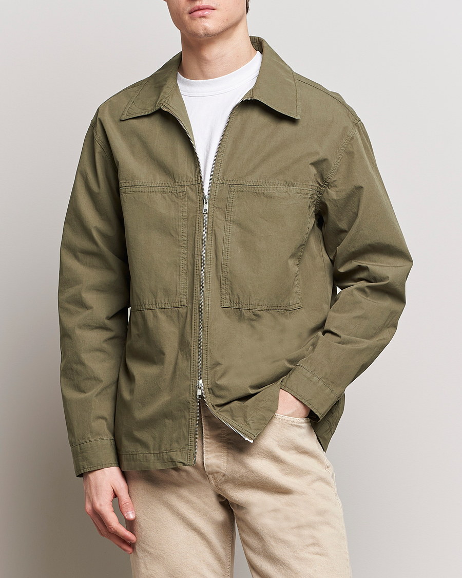 Herre | Nyheder | NN07 | Isak Full Zip Shirt Jacket Capers Green