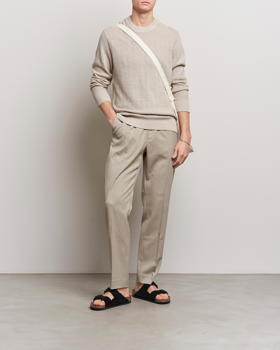 Herre | Trøjer | NN07 | Jaden Knitted Linen Crew Neck Sweater Irish Cream