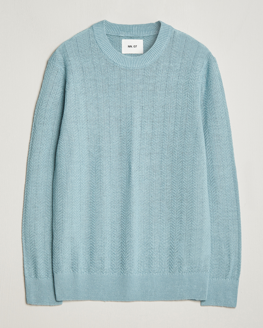Herre | Trøjer | NN07 | Jaden Knitted Linen Crew Neck Sweater Winter Sky