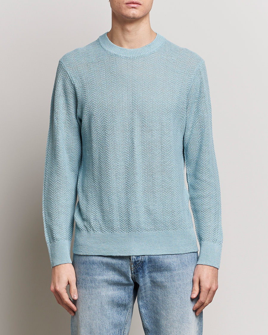Herre | Trøjer | NN07 | Jaden Knitted Linen Crew Neck Sweater Winter Sky
