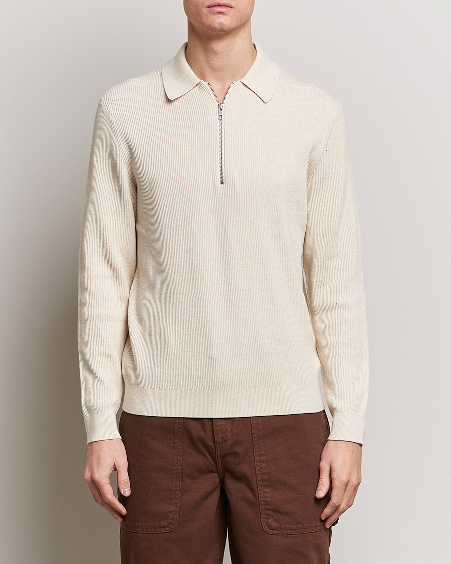 Herr | Half-zip | NN07 | Hansie Knitted Half Zip Ecru