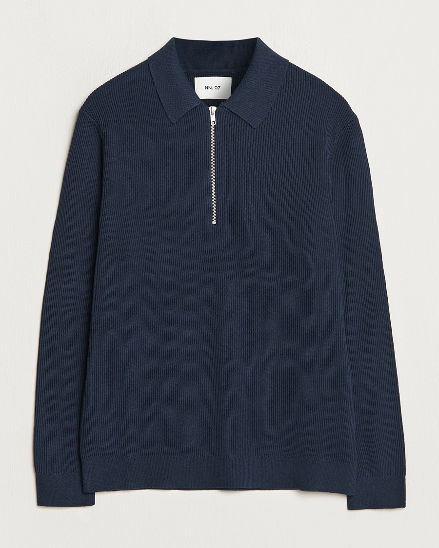 Herre | Trøjer | NN07 | Hansie Knitted Half Zip Navy Blue