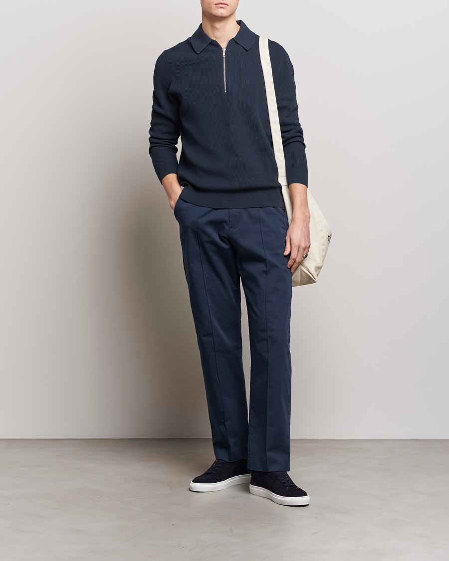 Herre | Trøjer | NN07 | Hansie Knitted Half Zip Navy Blue
