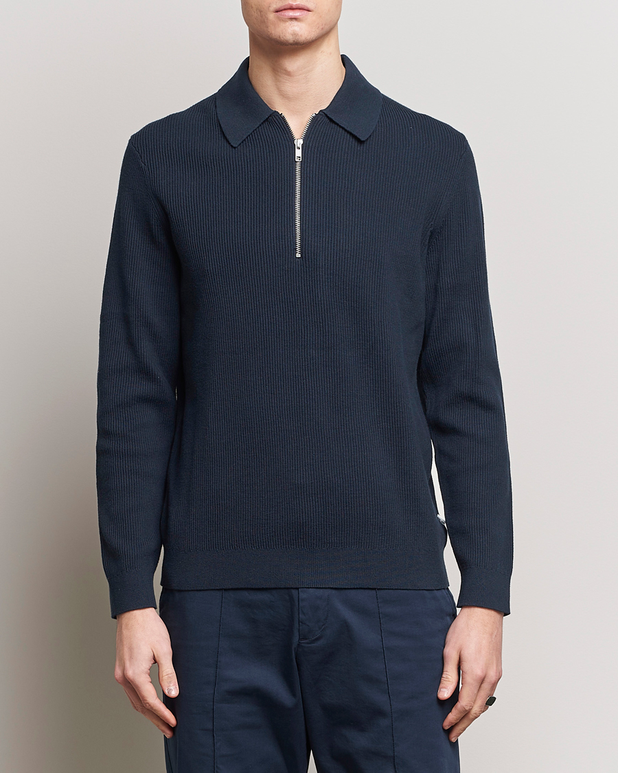 Herre | Trøjer | NN07 | Hansie Knitted Half Zip Navy Blue