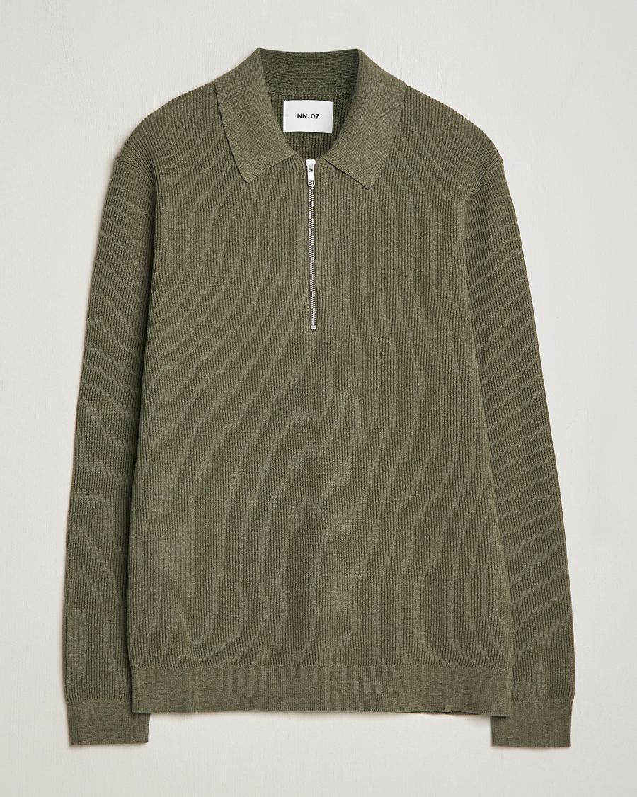 Herre | Trøjer | NN07 | Hansie Knitted Half Zip Capers Green