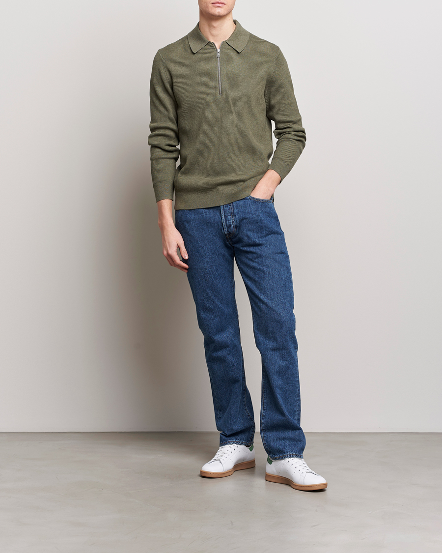 Herre | Trøjer | NN07 | Hansie Knitted Half Zip Capers Green