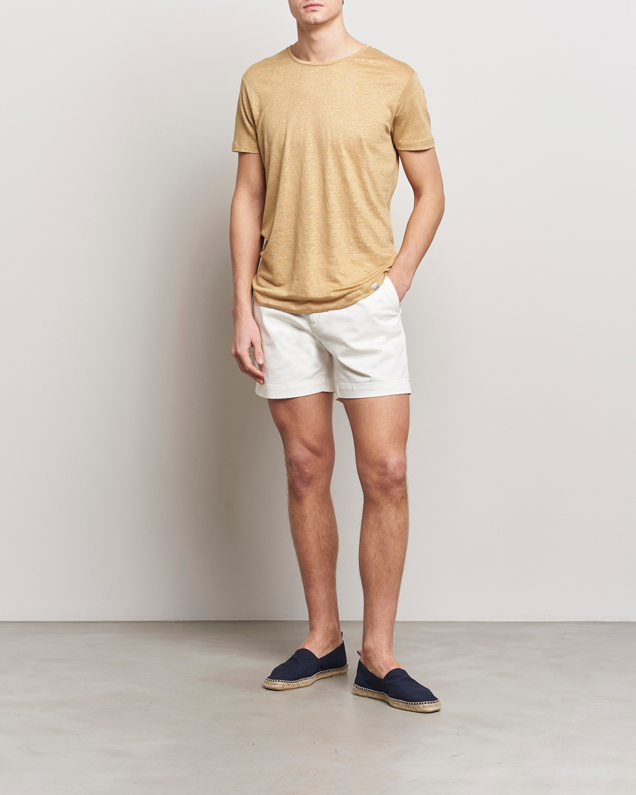 Herre | T-Shirts | Orlebar Brown | OB Linen Crew Neck Tee Biscuit